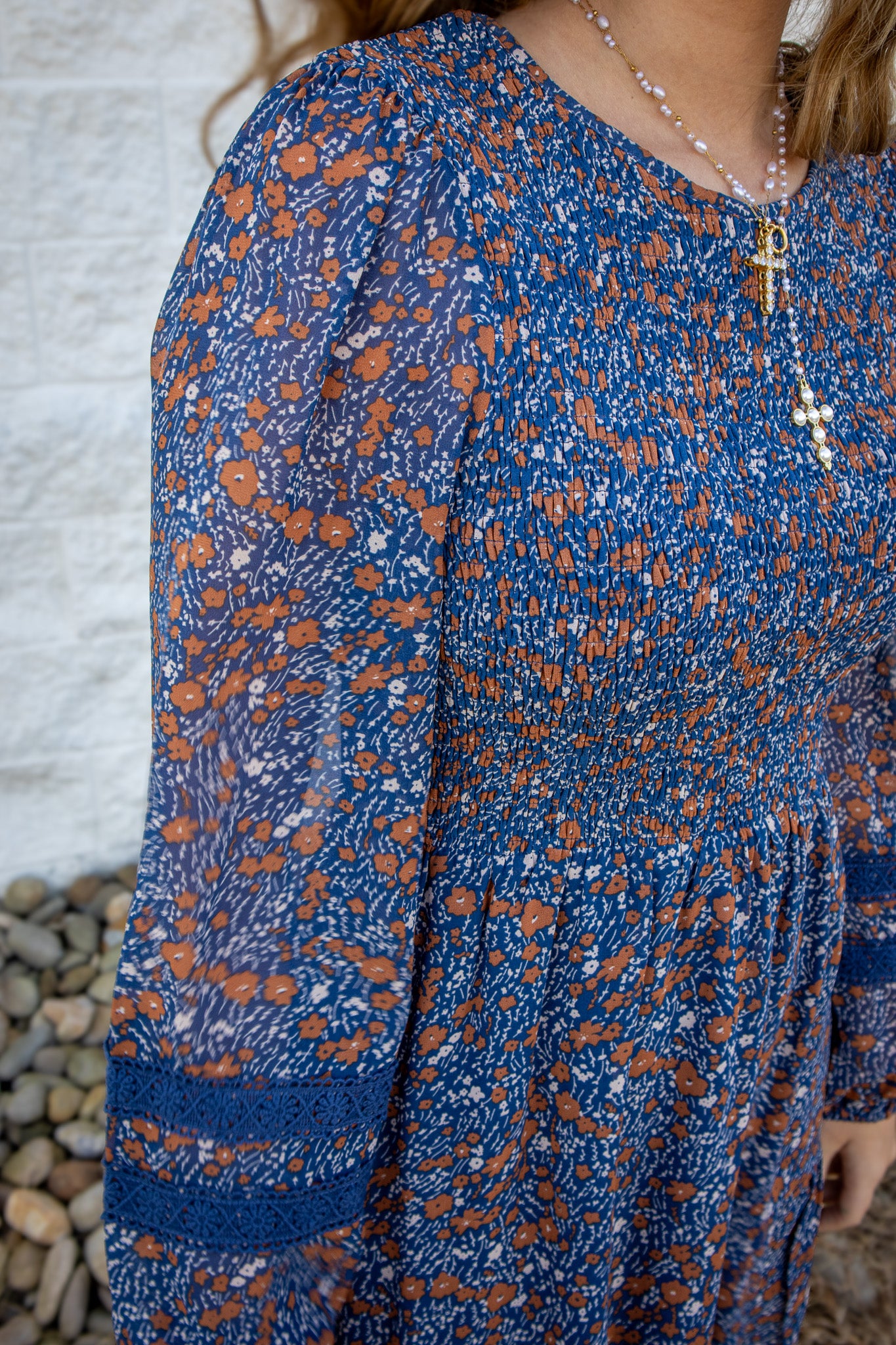 Blue Floral Mini Babydoll Dress