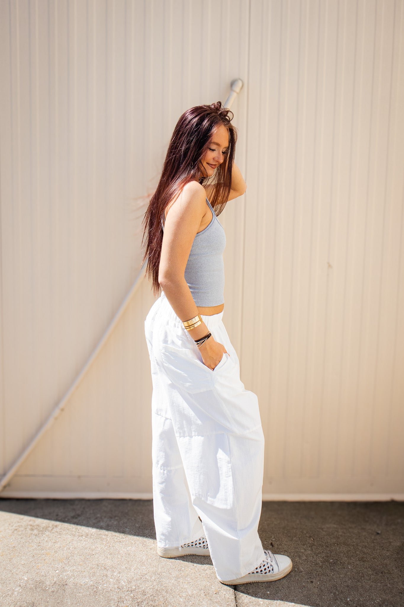 Free People -  All Clear Coastline Cami - Grey/White Combo