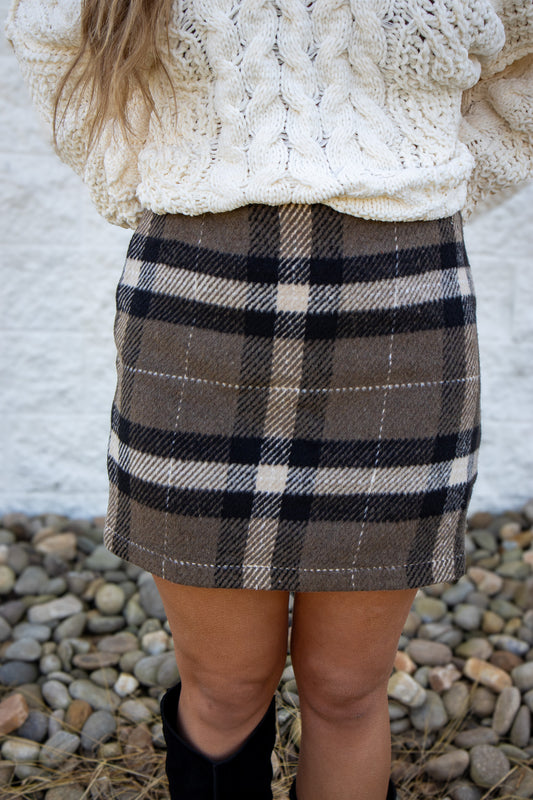 Brownstone Plaid Mini Skirt