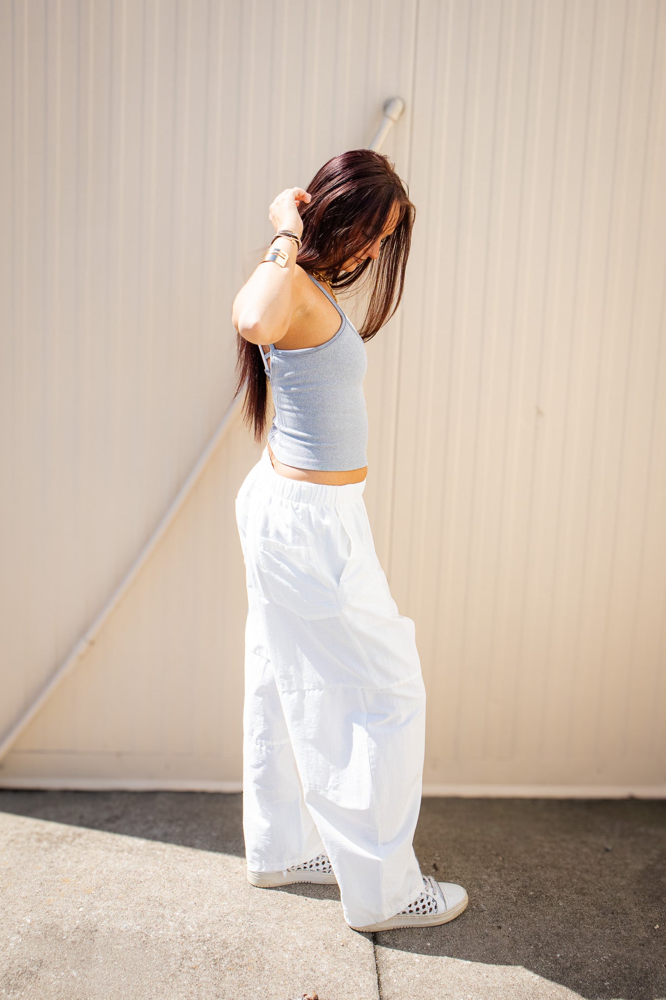 Free People -  All Clear Coastline Cami - Grey/White Combo