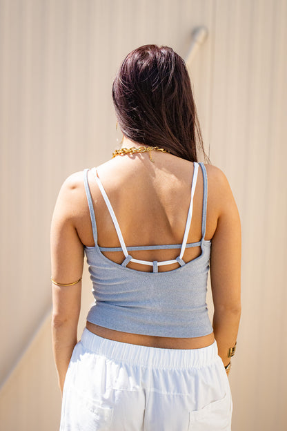 Free People -  All Clear Coastline Cami - Grey/White Combo