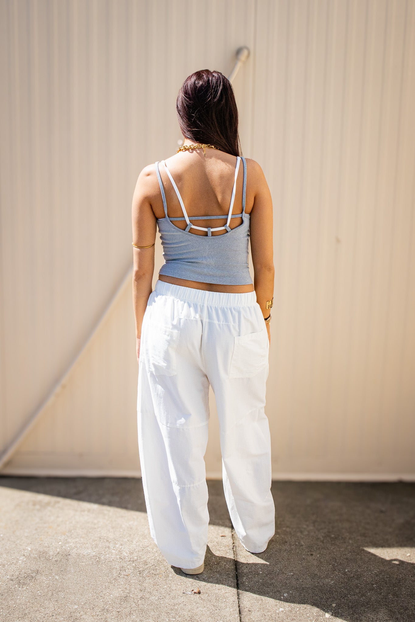 Free People -  All Clear Coastline Cami - Grey/White Combo