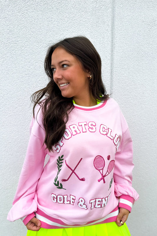 "Sports Club" Sequin Patch Sweatshirt