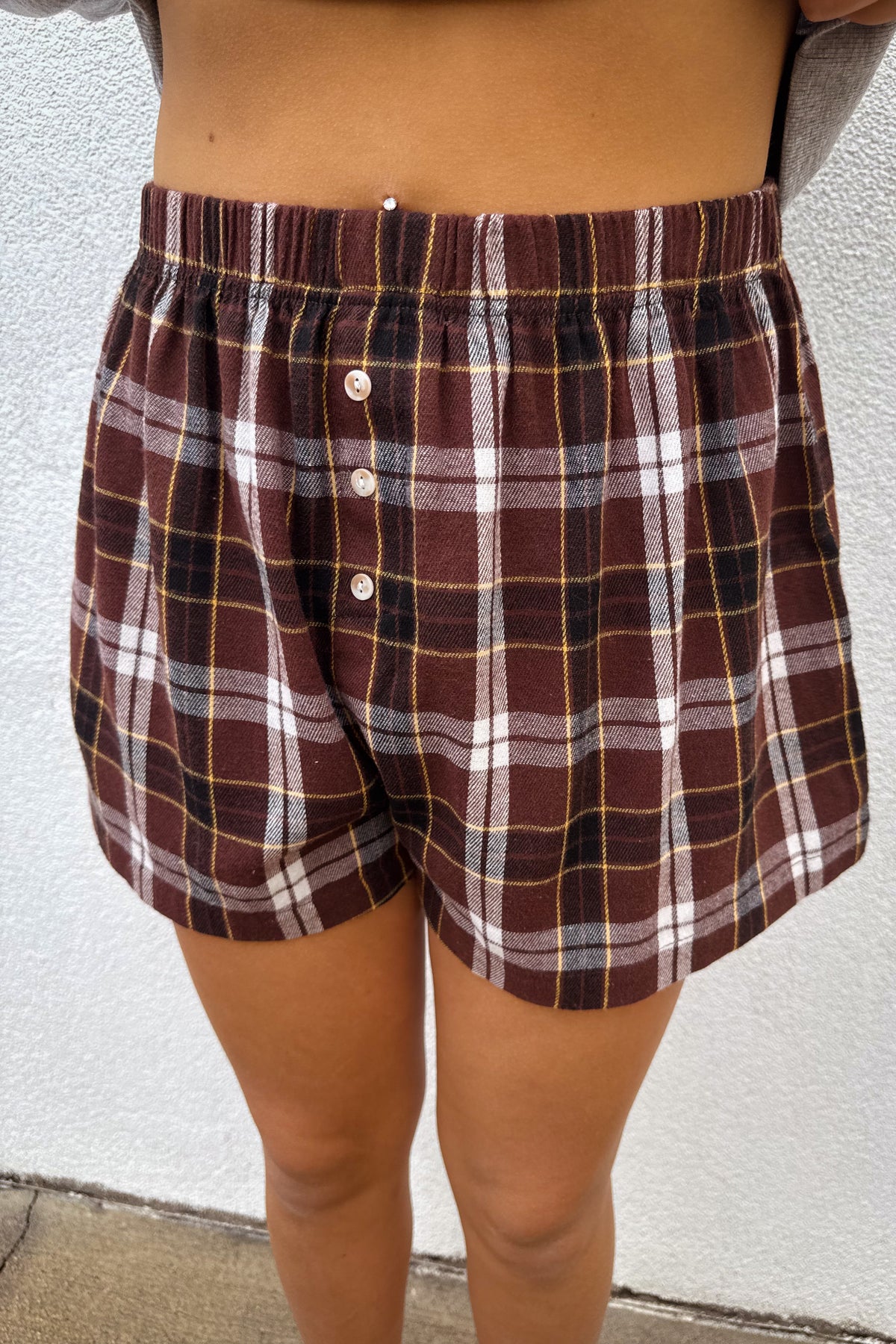 Cozy Cool Plaid Boxer Shorts - BROWN