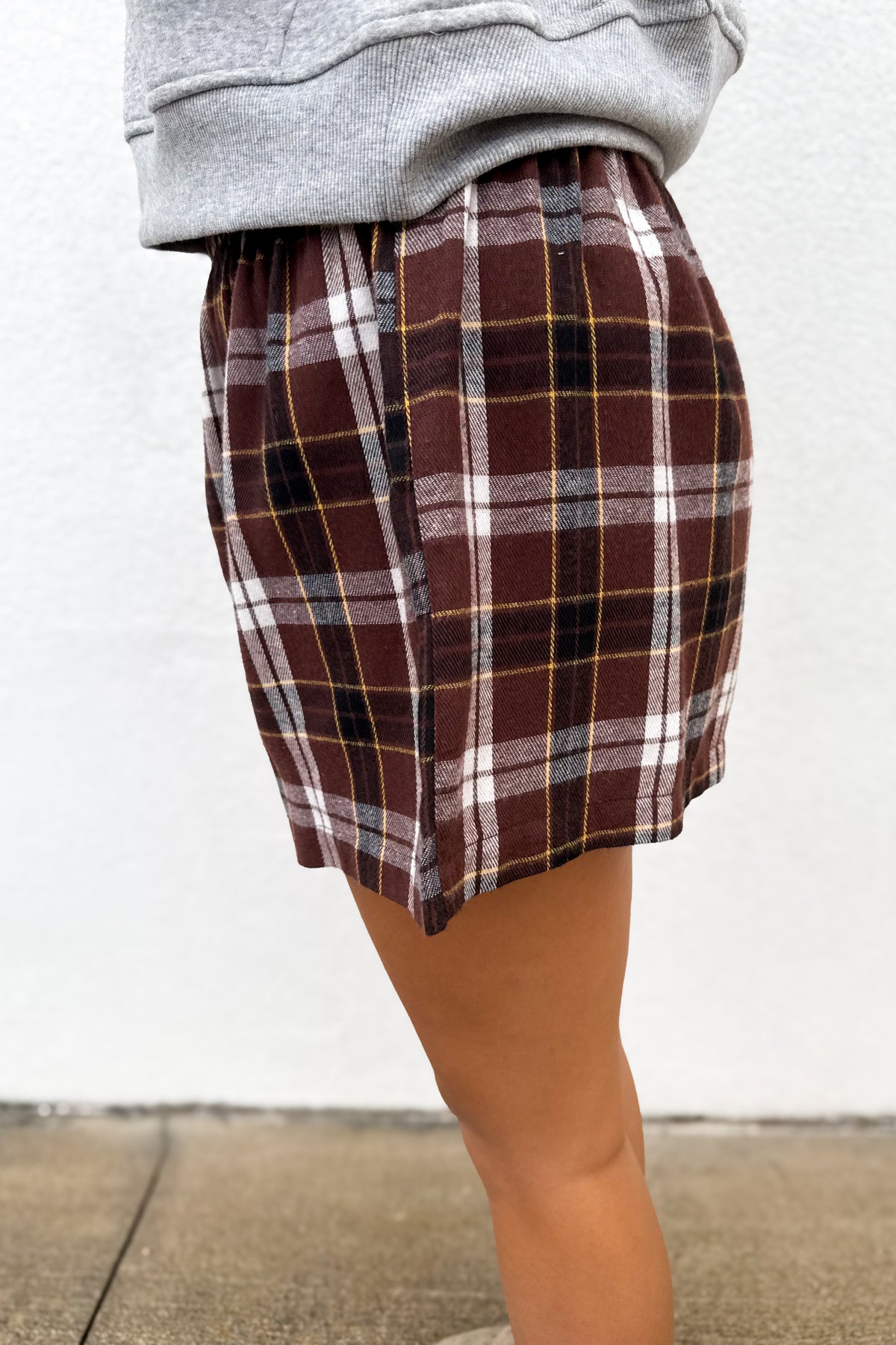 Cozy Cool Plaid Boxer Shorts - BROWN