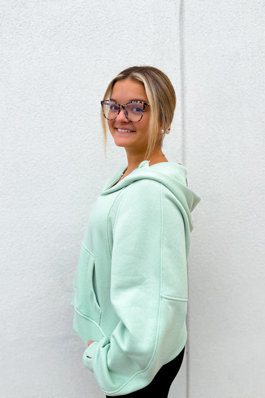 Essential Half-Zip Hoodie - DELICATE MINT