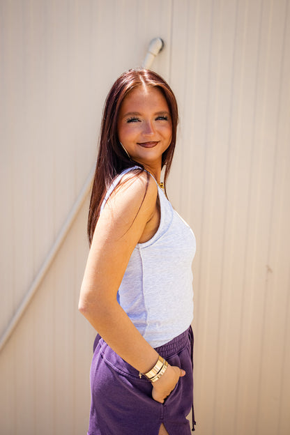 Free People - Love My Twist Muscle Tank - White Heather Grey