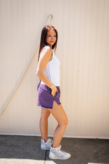 Free People - Knockout Sweat Shorts - Blackberry