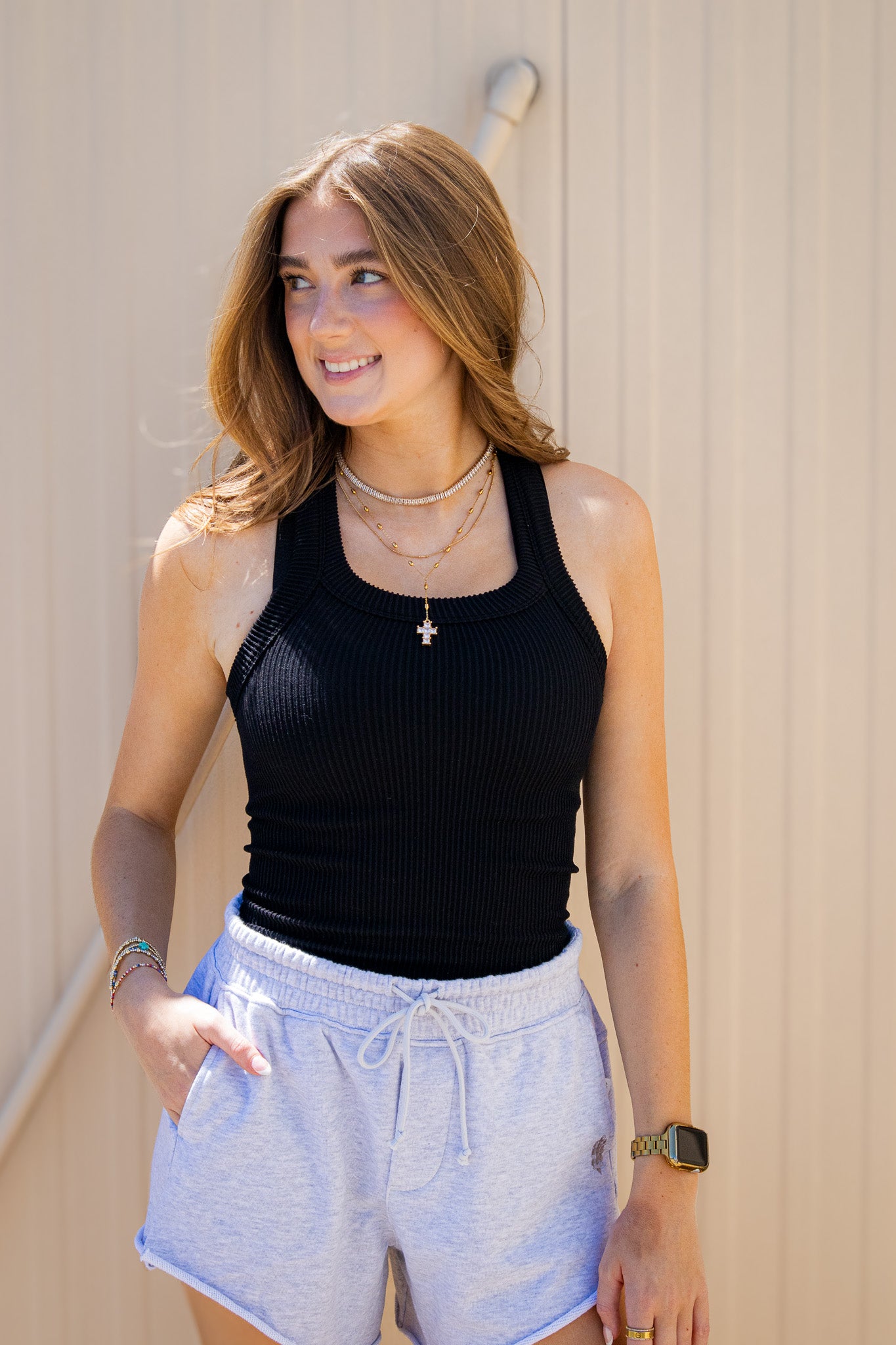 Free People - Knockout Relaxed French Terry Sweat Shorts - White Heather Grey