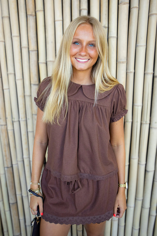 Dolce Mocha Eyelet Skort Set