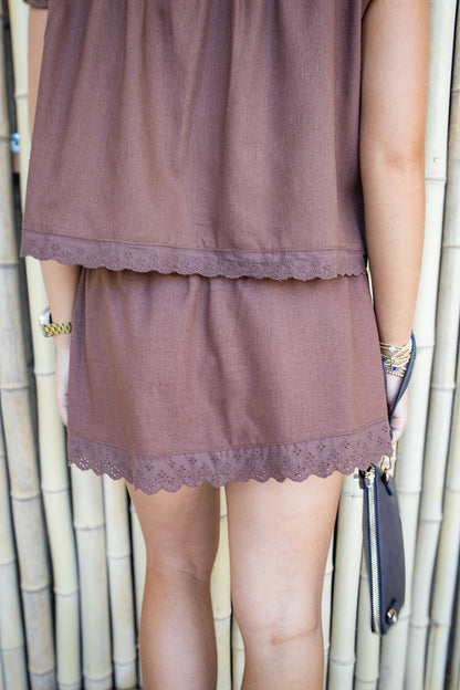 Dolce Mocha Eyelet Skort Set