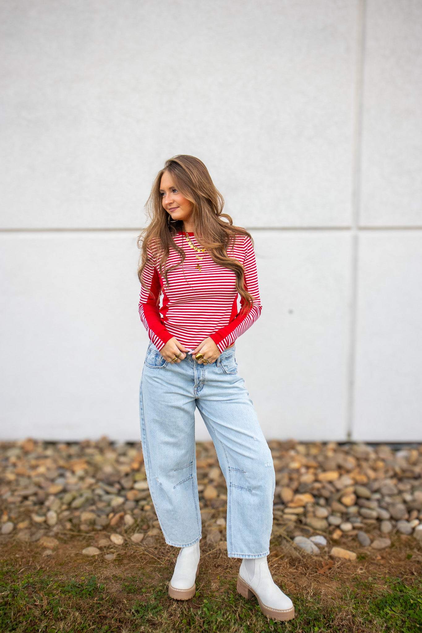 Cherry Red Stripe Top