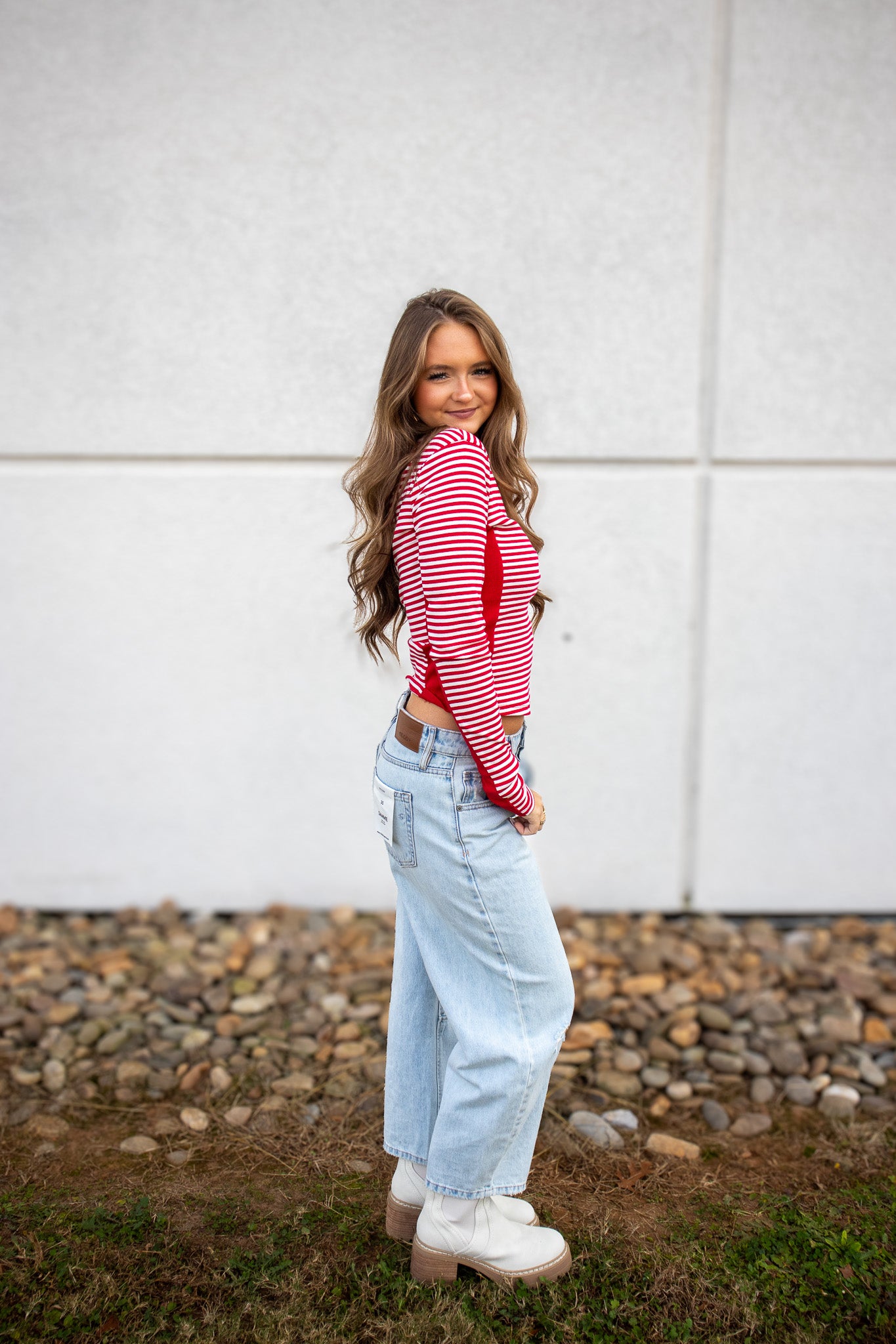 Cherry Red Stripe Top
