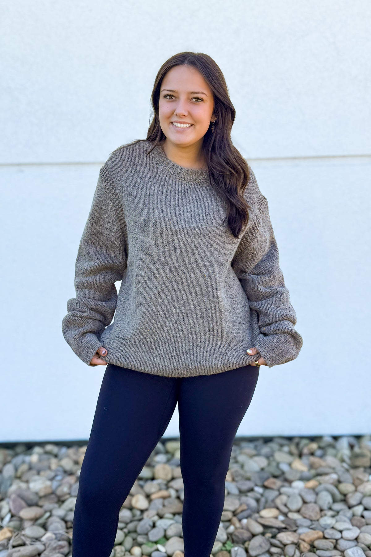 Willow Earth-Tone Oversized Wool Blend Sweater