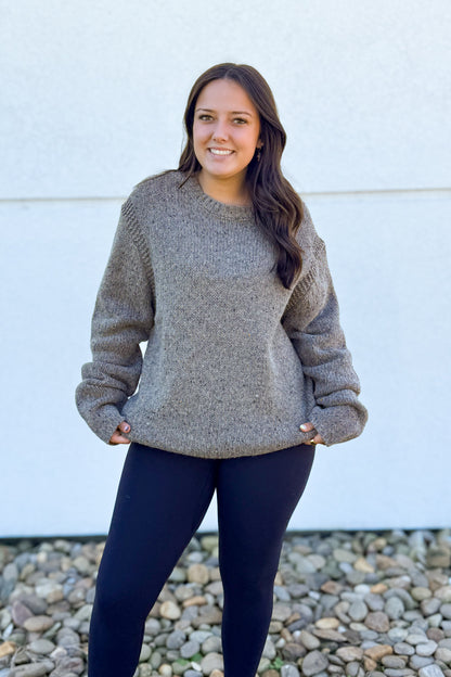 Willow Earth-Tone Oversized Wool Blend Sweater
