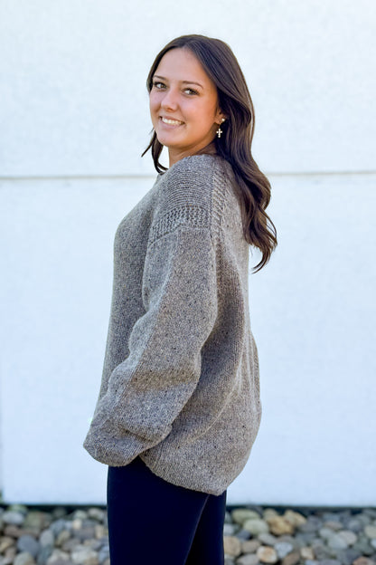 Willow Earth-Tone Oversized Wool Blend Sweater
