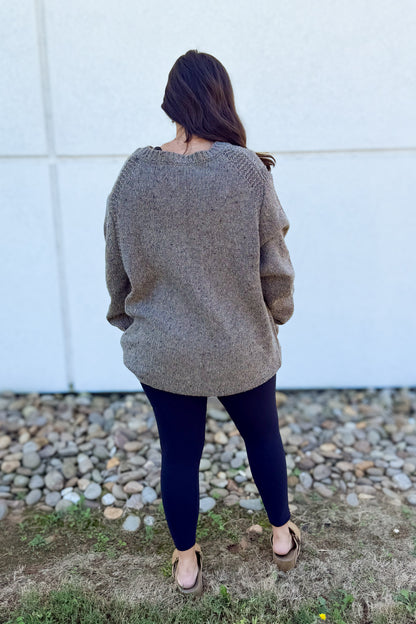 Willow Earth-Tone Oversized Wool Blend Sweater