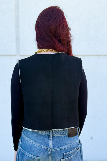 Atelier Suede Sherpa Vest - BLACK
