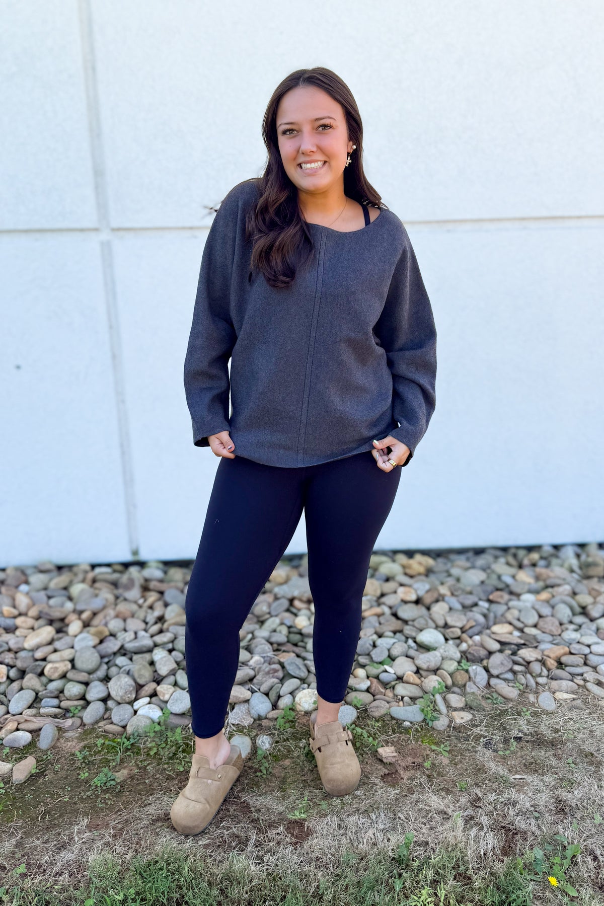 Soft Storm Boat Neck Sweater - GRAY