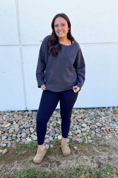 Soft Storm Boat Neck Sweater - GRAY