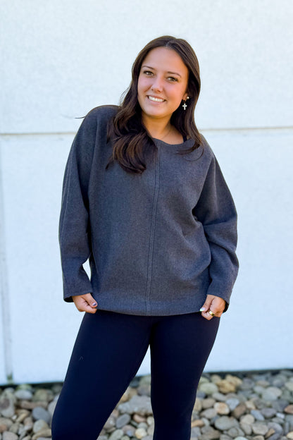 Soft Storm Boat Neck Sweater - GRAY