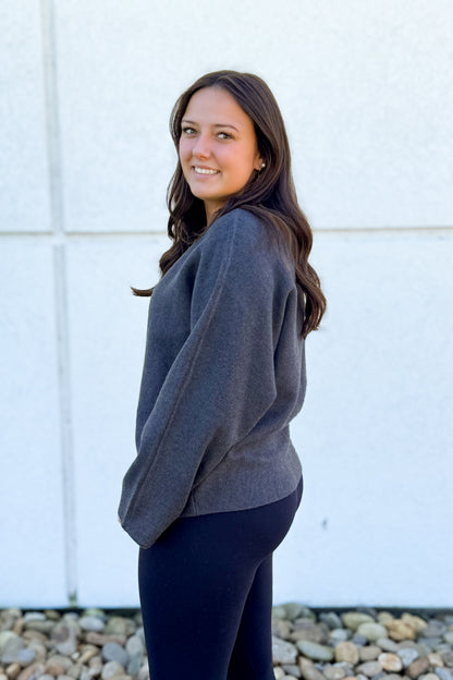 Soft Storm Boat Neck Sweater - GRAY