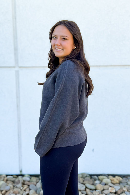 Soft Storm Boat Neck Sweater - GRAY