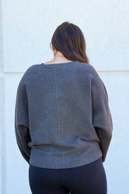 Soft Storm Boat Neck Sweater - GRAY