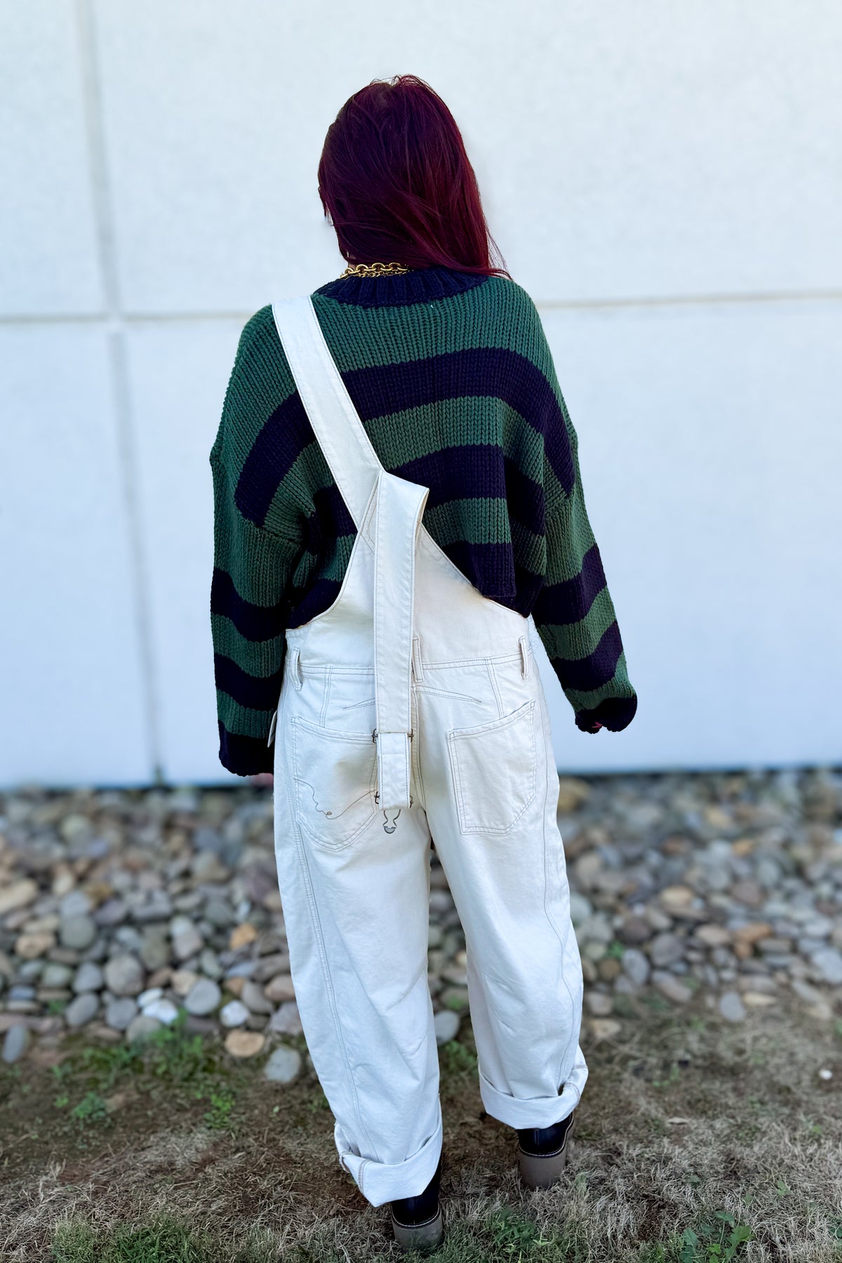 Deep Forest Striped Cropped Knit Sweater - Green & Navy
