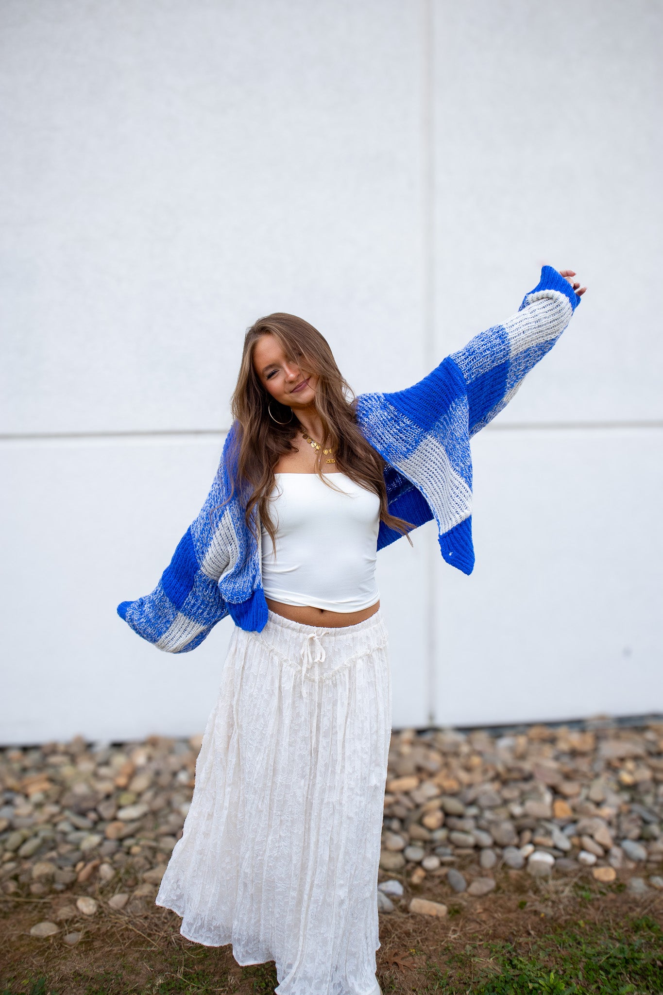 Cobalt Blue Checkered Cardigan
