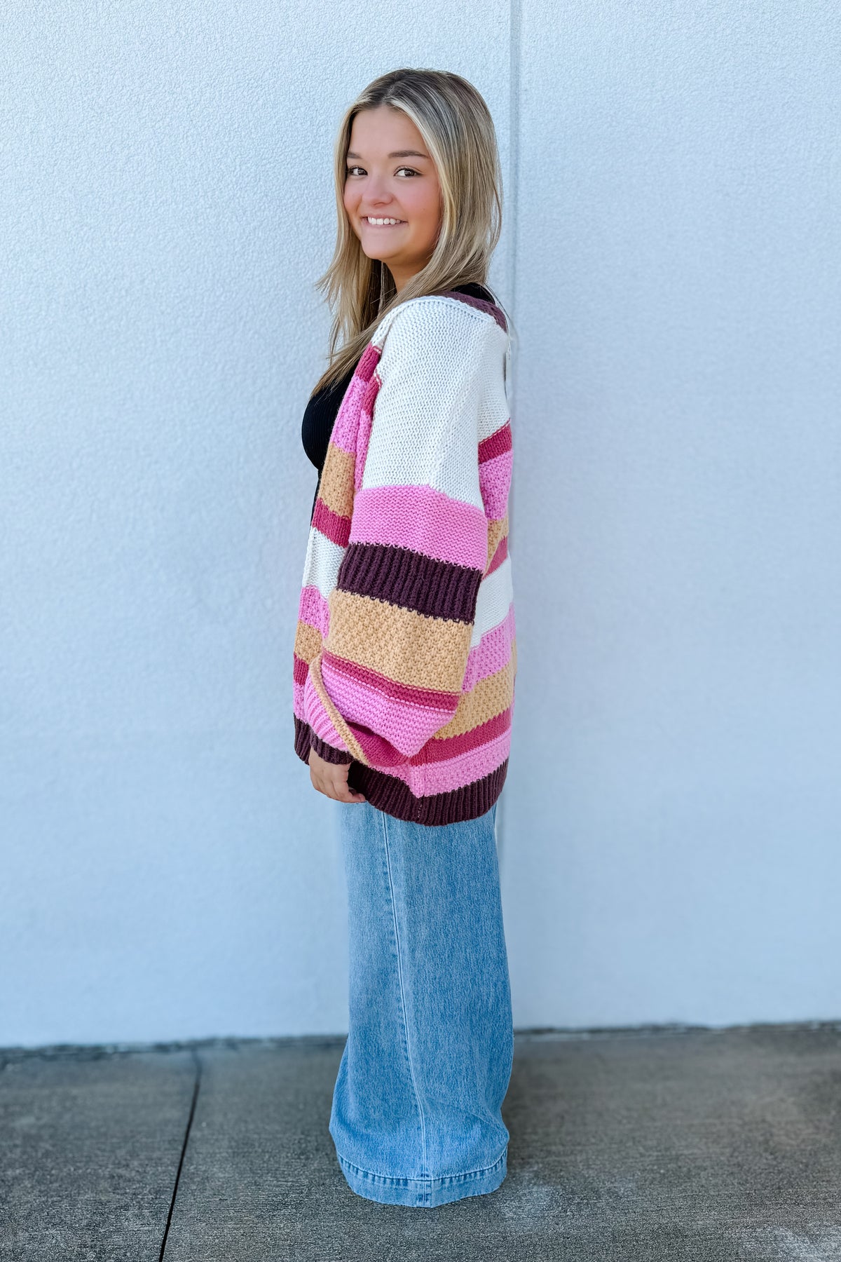 Golden Cranberry Stripe Cardigan