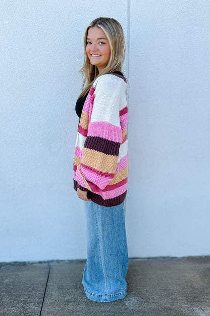 Golden Cranberry Stripe Cardigan