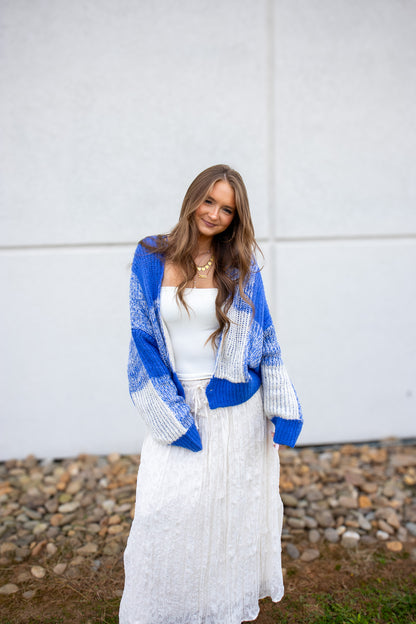 Cobalt Blue Checkered Cardigan
