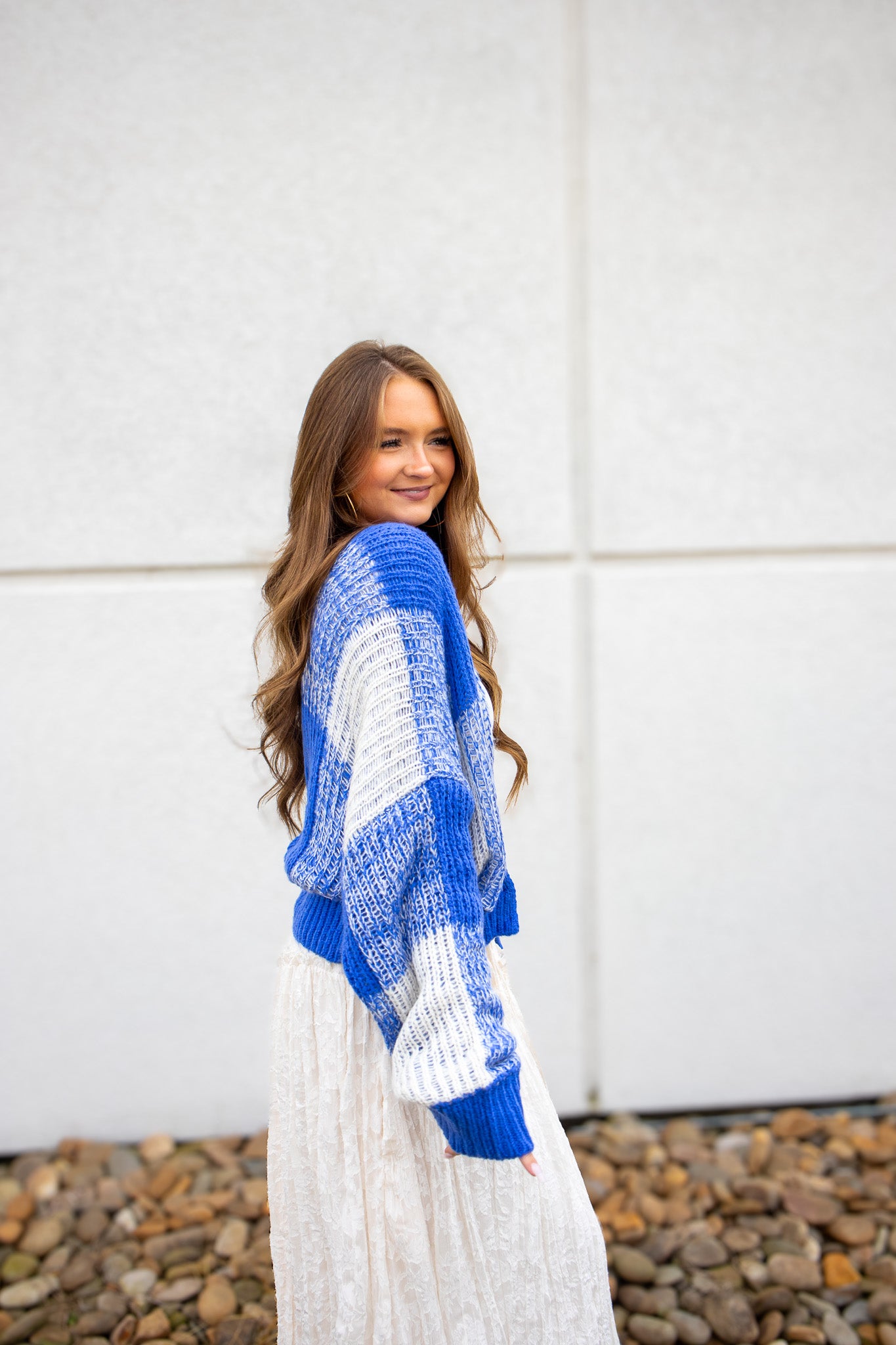 Cobalt Blue Checkered Cardigan