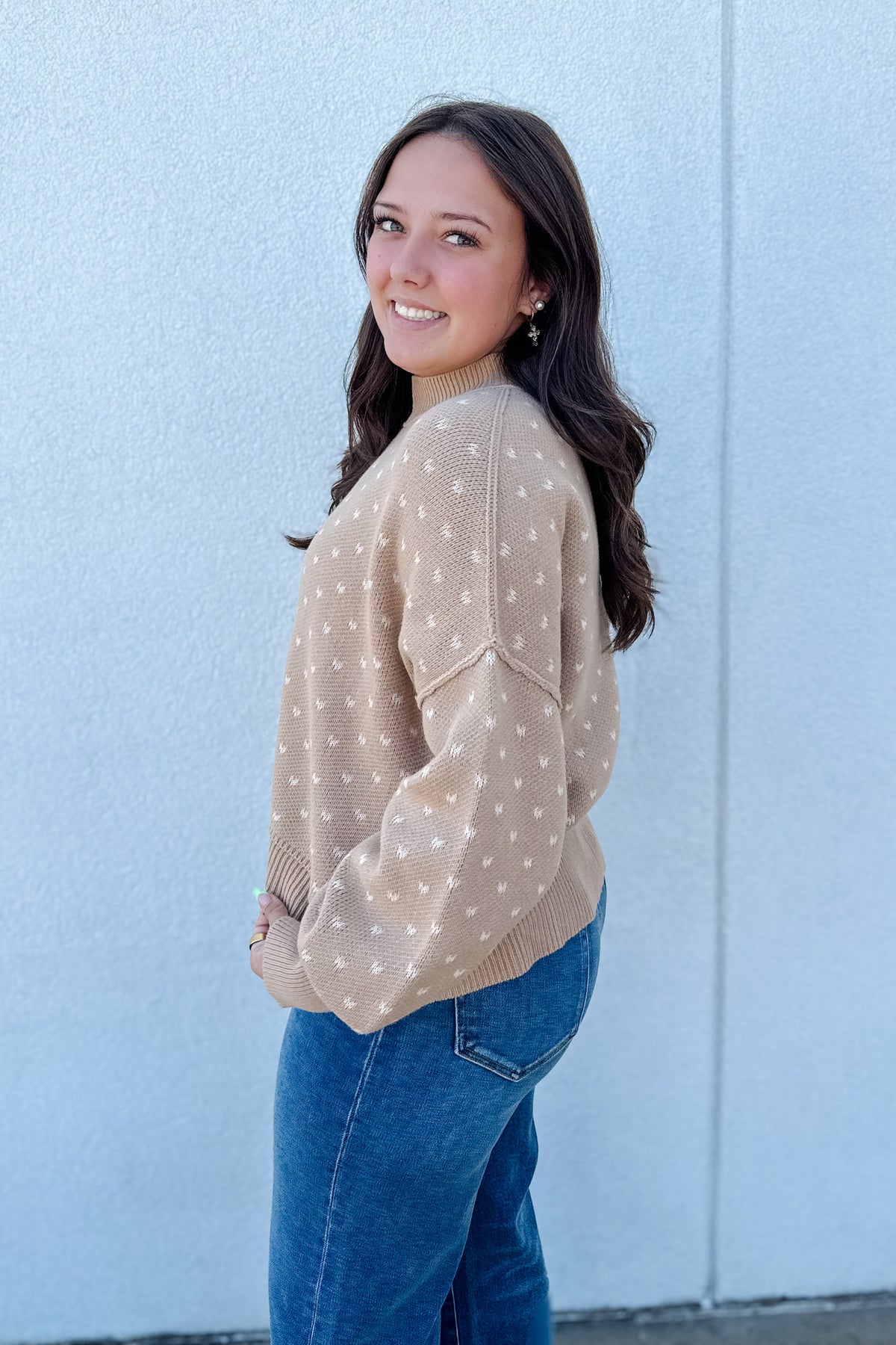 Heart Pattern Tan Sweater
