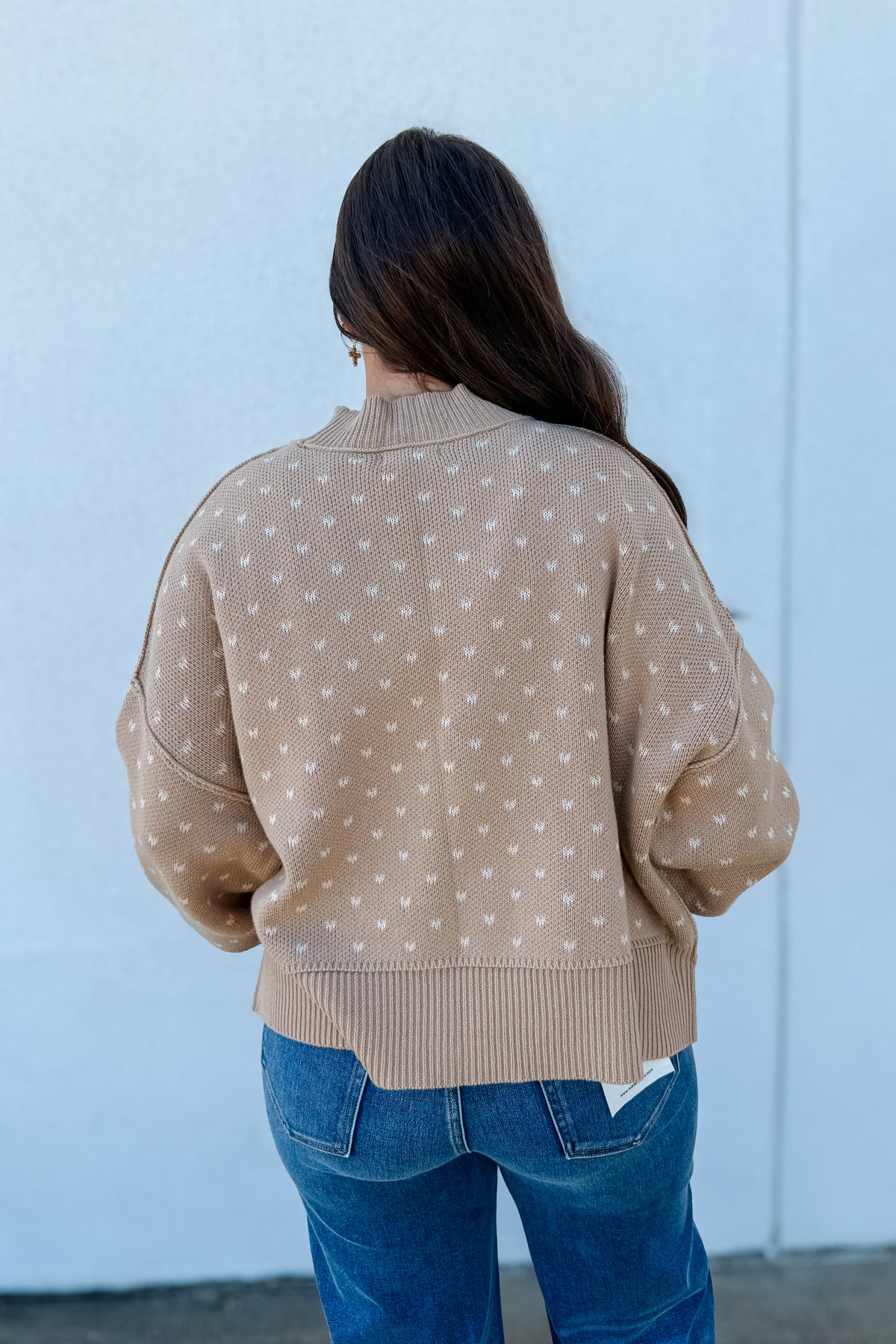 Heart Pattern Tan Sweater