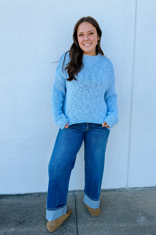 Free People - Opal Rollneck Knit Sweater - CASHMERE BLUE