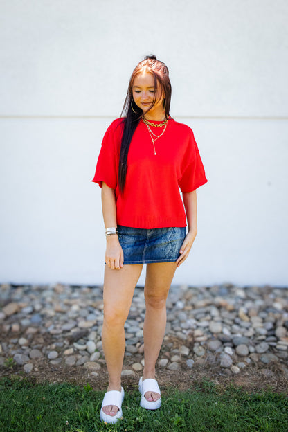 Cherry Crush Red Knit Lightweight Sweater
