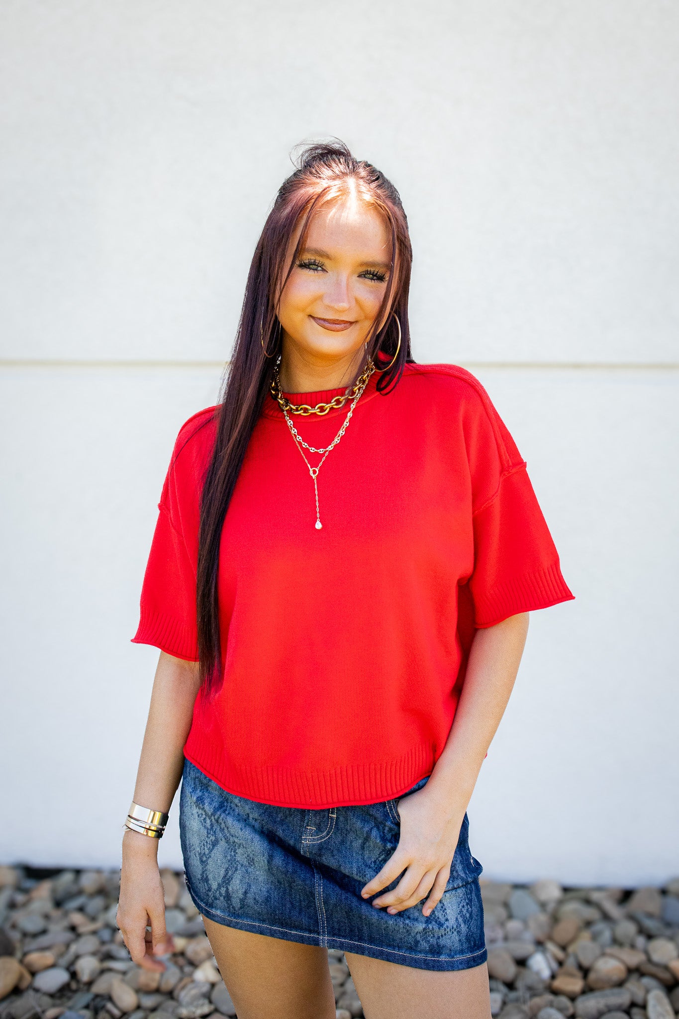 Cherry Crush Red Knit Lightweight Sweater