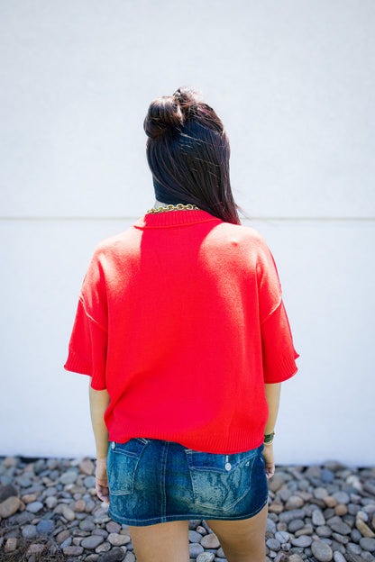 Cherry Crush Red Knit Lightweight Sweater
