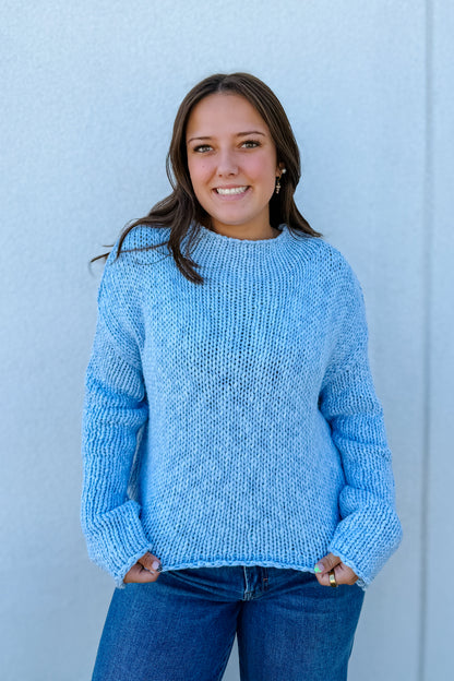 Free People - Opal Rollneck Knit Sweater - CASHMERE BLUE