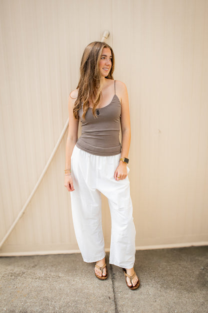 Free People - The Skinny Strap Seamless Logo Tank - PEWTER