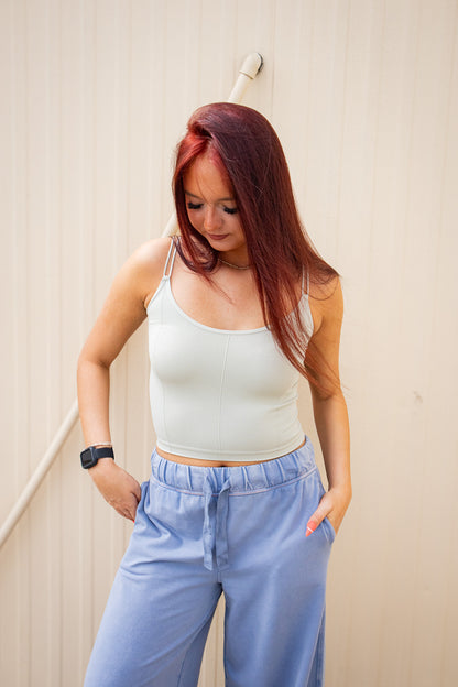 Cloudline Ribbed Cropped Cami - Light Grey