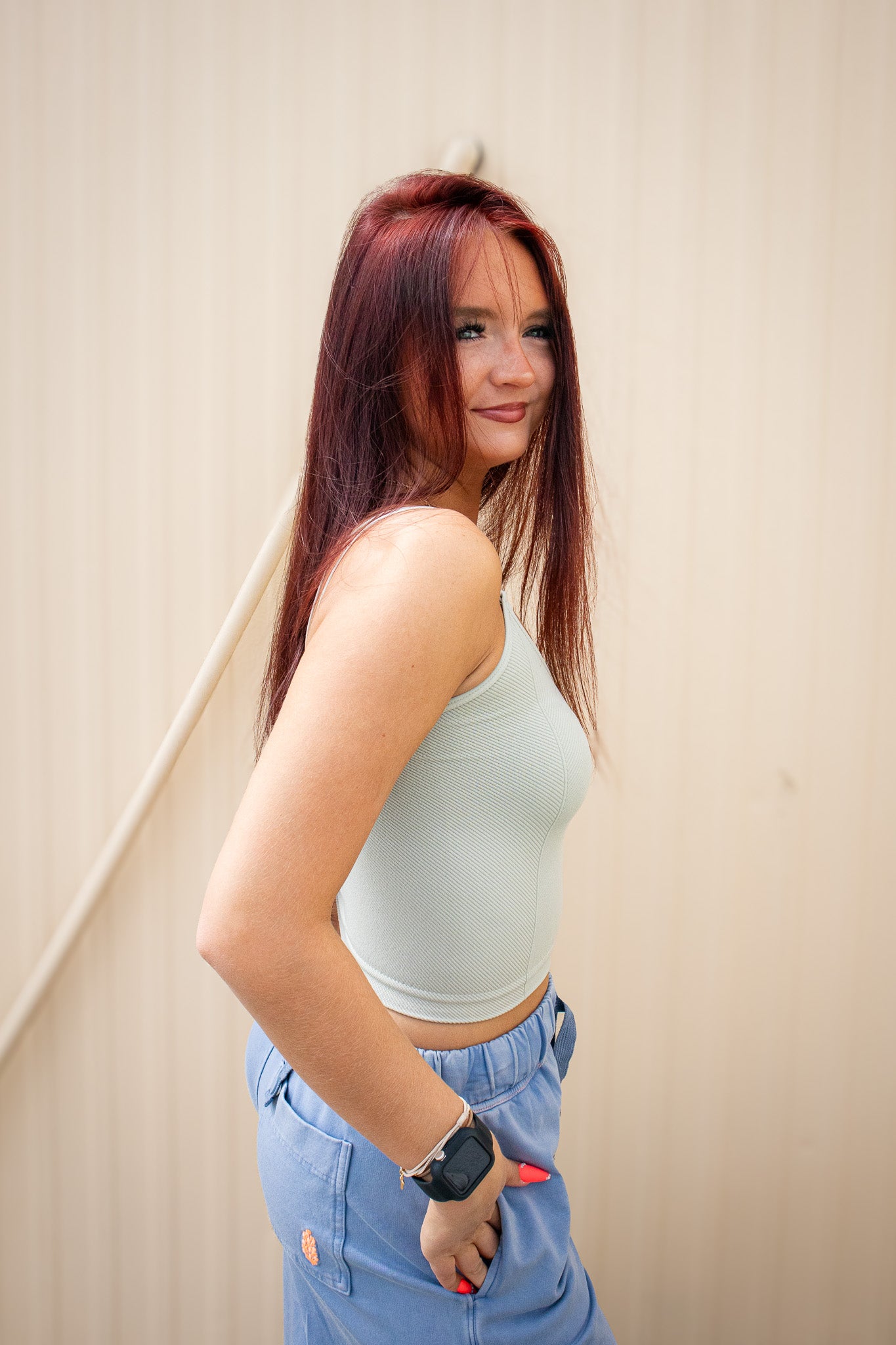 Cloudline Ribbed Cropped Cami - Light Grey