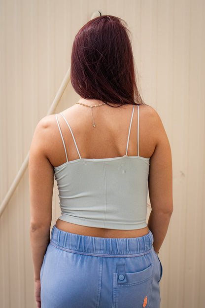 Cloudline Ribbed Cropped Cami - Light Grey