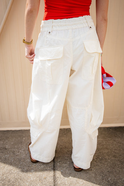 Free People - Onset Pull-On Parachute Cargo Pants - TOFU (Off White)