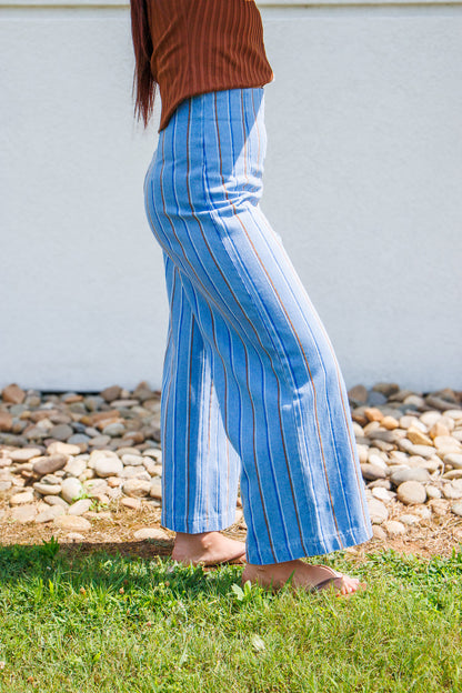 Café Stripe High-Rise Wide Leg Pants