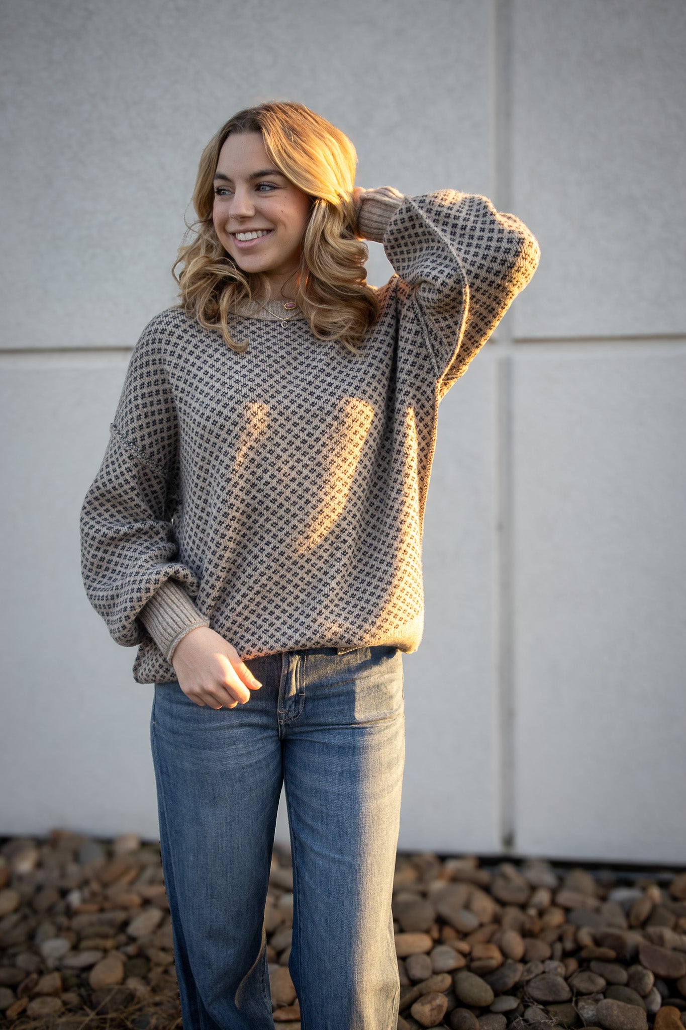 Cream and Black Knit Sweater