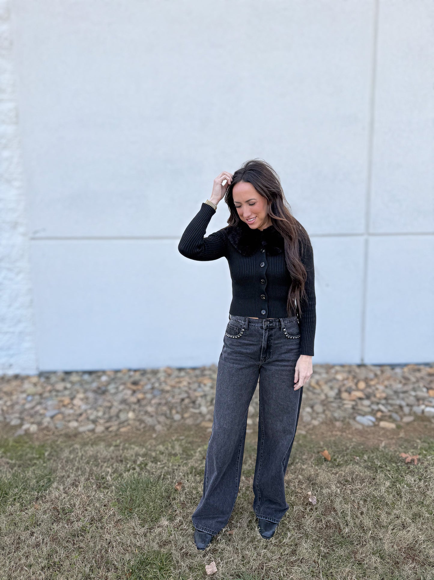 Hidden - Alyx Black Oversized Low Slung Studded Baggy Jeans