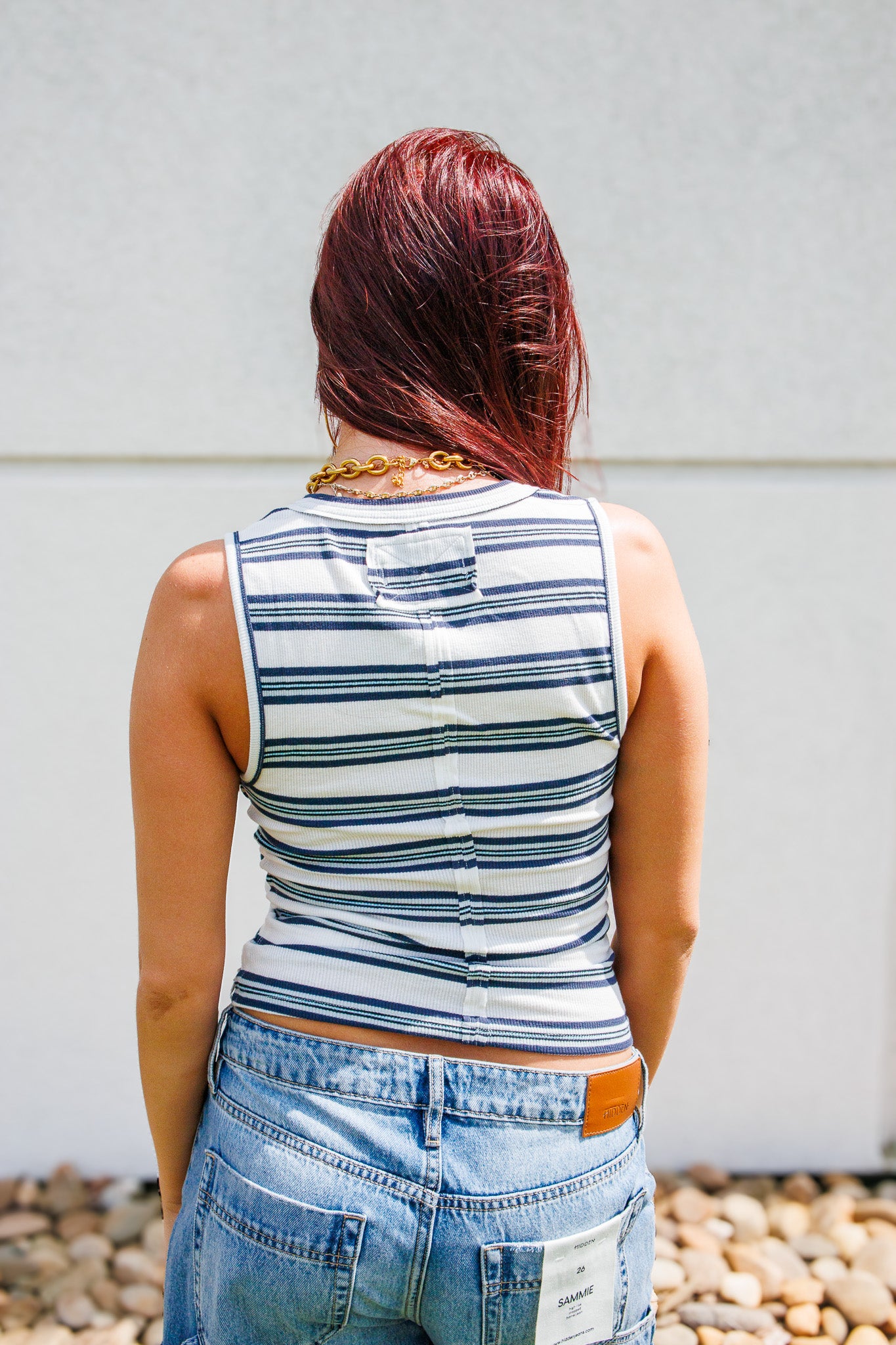 Free People - Jamie Striped Ribbed Henley Tank Top - WHITE COMBO